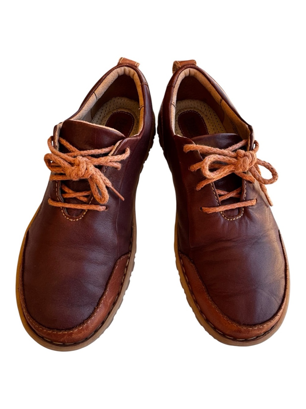 Born Brown Leather Lace Up Comfort Shoes Sneakers Oxford Driving Mocs Size 8W